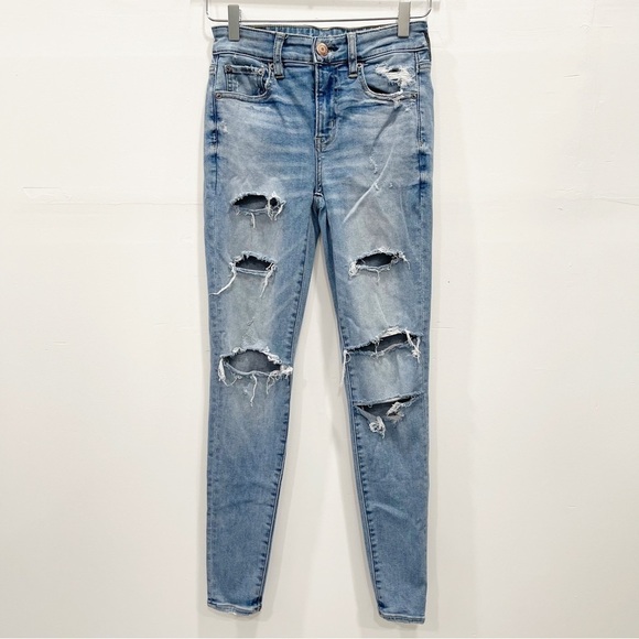 American Eagle Hi-Rise Jegging Jeans Distressed Size 2 Regular - Picture 1 of 11